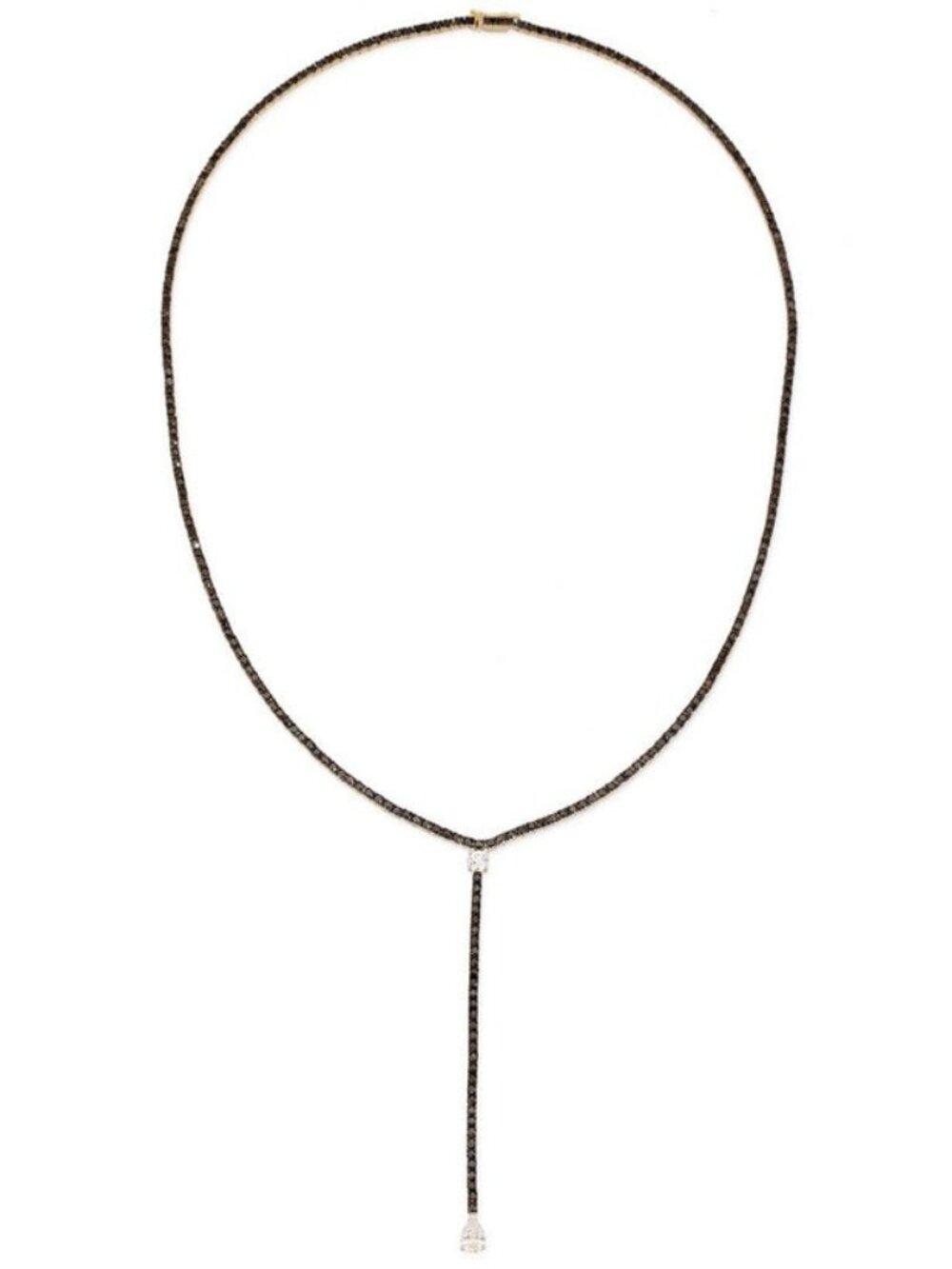 Black Diamond 14K (or 18k upon request) Yellow Gold Lariat Necklace